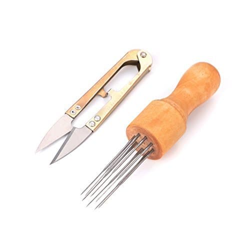 Kecuco Needle Felting Kits Needle Felting Supplies, Wool Felting Needles Tool Including 8 Needles with Solid Wooden Handle and Scissors (Tool and Scissors)