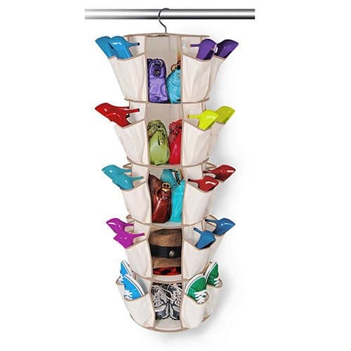 COSMALL@ 5 TIER - 35 MULTI POCKET HANGING SMART CAROUSEL ORGANIZER SHOE RACK HANDBAG STORAGE Or Multi Purposes