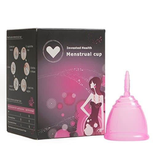 Super Soft Menstrual Cup by Invested Health - Sanitary - Comfortable and Flexible 100% Silicone Period Cup - Eco-friendly - Easily Inserted & Reusable - Best Alternative to Tampons & Thinx!