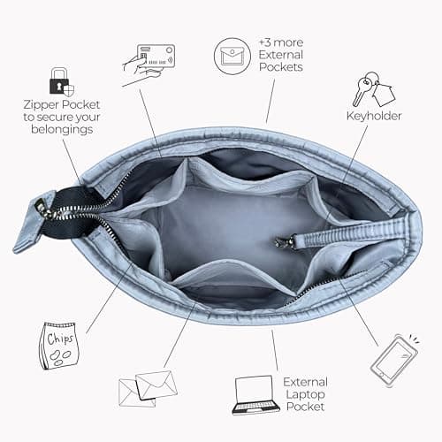 Divitize Premium Purse Organizer compatible with Mini Anjou Bag Organizer Insert, Waterproof Nylon Luxury Fabric, Perfect Fit Oval Shaped with Silver Zipper (For Mini Anjou, Lime)