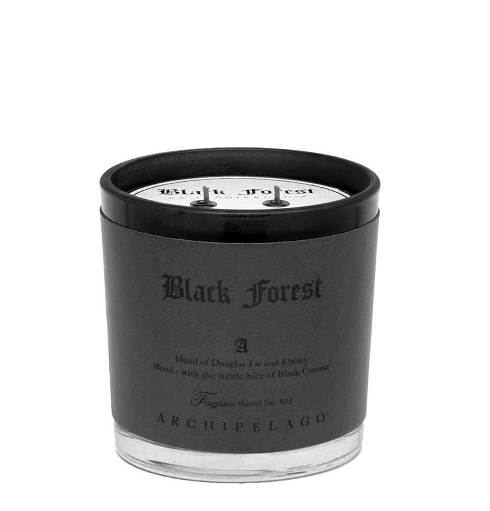 Archipelago Botanicals Black Forest Letter Press Candle, Dark Ebony Wood, Douglas Fir and Black Currant Scent, Faux Leather-Wrapped Jar, Clean Soy Wax Blend, 100 Hour Burn, 13 oz