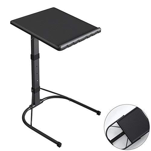 Plastic Simple Portable Folding TV Tray Table Adjustable Height Removable Sofa Bed Side/Snack/End/Console Laptop Desk (Black)