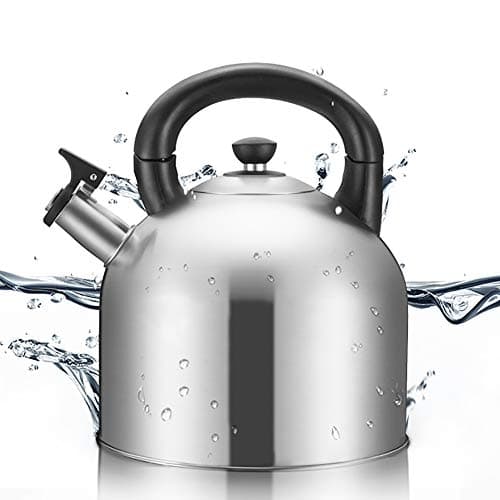 Whistling Hot Water TeaKettle 4 Quart Stainless Steel Tea Kettle - Large Capacity Teakettle for Stovetop/Induction cooker