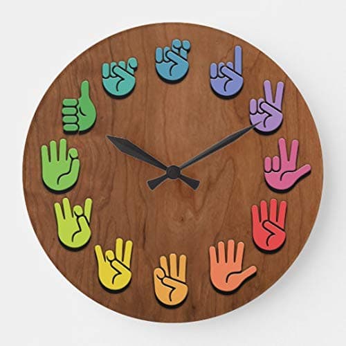 ASL Woodgrain Modern Simple Wooden Wall Clock Silent Non-Ticking Wood Clock for Living Room Home Office 12 Inches