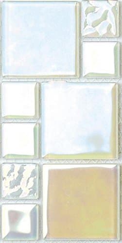 10x10cm Sample Mosaic Wall Tiles Sheet Glass White Random Modular Mix (MT0173)