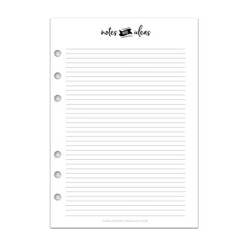 A5 Planner Size Notes Inserts, Paper Refills for Filofax, Carpe Diem, Kikki K, 5.8"x8.3" (Notebook Not Included)