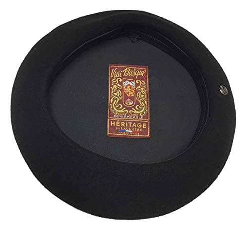Laulhere VRAI Basque Authentique French Anglobasque Wool Beret,Black,60