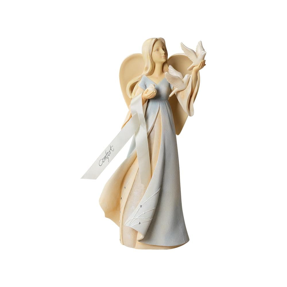 Enesco Foundations Collection Comfort Angel Releasing Doves Bereavement Figurine- Resin Hand Painted Collectible Decorative Angels Figurines Home Decor Memorial Statue, 9 Inch