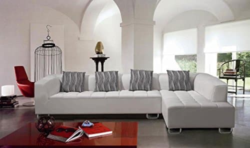 Modern Sectional Sofa Set with 4 Pillows in White