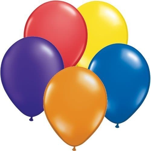 Pack of 500 Assorted Colours Latex Party Balloons (100x Yellow, 100x Blue, 100x Orange, 100x Purple & 100x Red)
