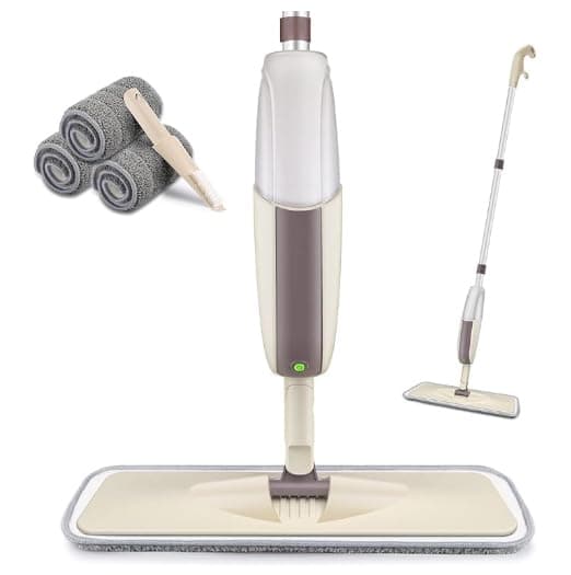 HOMTOYOU Spray Mops for Floor Cleaning: Wet Floor Mop with 3 Washable Microfiber Pads for Hardwood Laminate Wood Vinyl Ceramic Tiles Home Kitchen