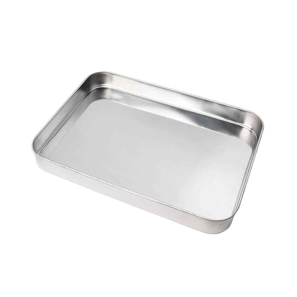 DOITOOL Extra Large Stainless Steel Drip Tray 10inch Stainless Steel Baking Tray Rectangular Rice Noodles Roll Plate Steaming Dish for Home Restaurant Catering Buffet