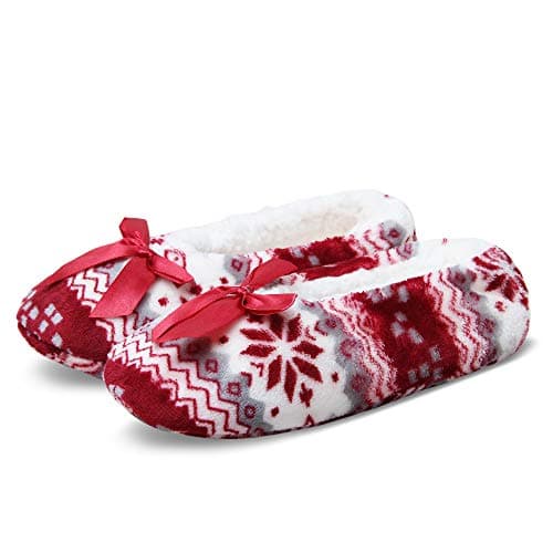 Women's Cozy Warm Lined Fuzzy Slipper Socks Indoor Booties with Non Slip Grippers