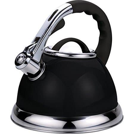 Less Than Half-Price - Reduced to Clear - Highlands Whistling Kettle 2.5/3.5 Litre Stainless Steel Cream Gas Hob Home Camping Available in Silver/RED/Black/Cream (3.5, Black)