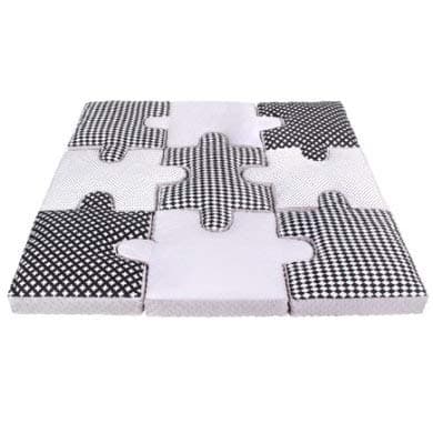 Lulando Puzzle Cushion Set of 9, Soft Puzzle Play Mat Game Mat to Frolic And Play. Ideal for any bedroom. Colour: Black And White