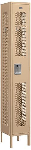 Salsbury Industries 71162TN-U Single Tier 12-Inch Wide 6-Feet High 12-Inch Deep Unassembled Vented Metal Locker, Tan Brown