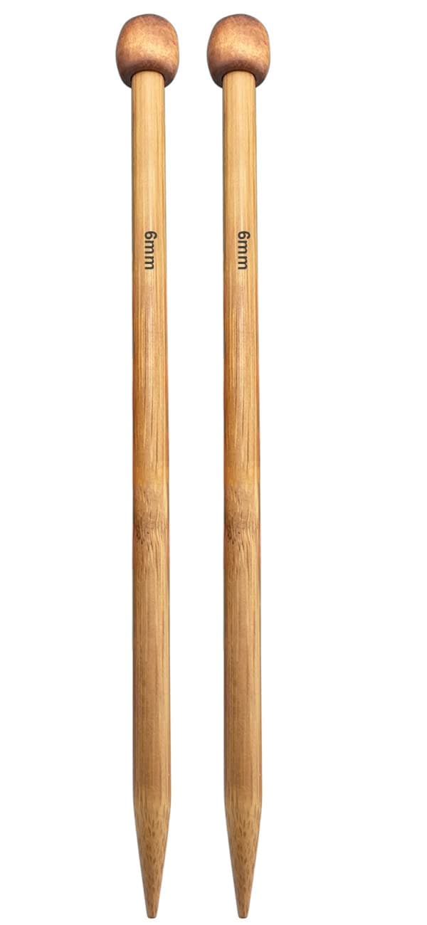 Weabetfu Bamboo Knitting Needle Straight Single Pointed 10-inch Length Knitting Needles for Handmade DIY Knitting,US Size 10(6mm)