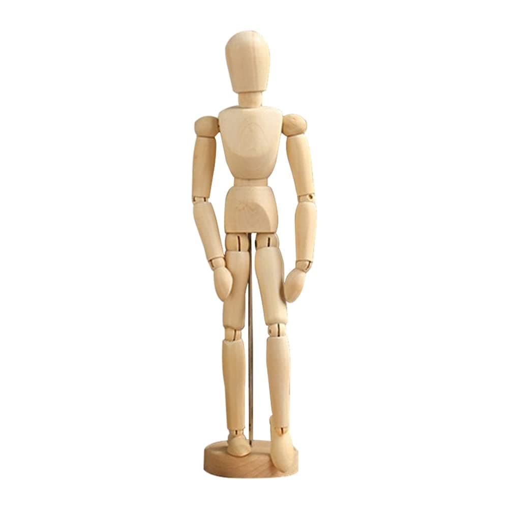 Bianyo Wooden Human Art posable Drawing Flexible Joints Mannequin Manikins Figures Doll Model for Artists Sketch Charcoal Home Office Desk Decoration Children Toys Gift 12''