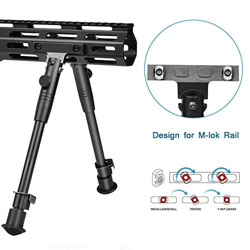 MidTen 6.5-9 Inches M-lok Bipod Adjustable Aluminum Black