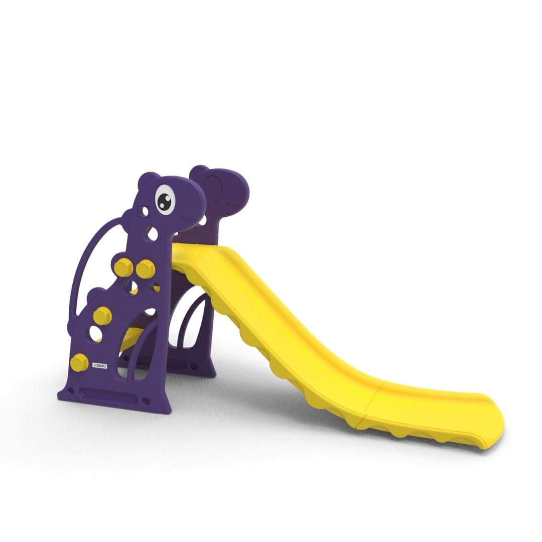 Amazon Brand - Solimo Modern Super Slide for 2-4 Years | Indoor Outdoor Games | Perfect Slide for Home, School & Playground | Easy Assembly | Safe & Fun Activity Toy |131 x 61 x 71cm | Purple &Yellow