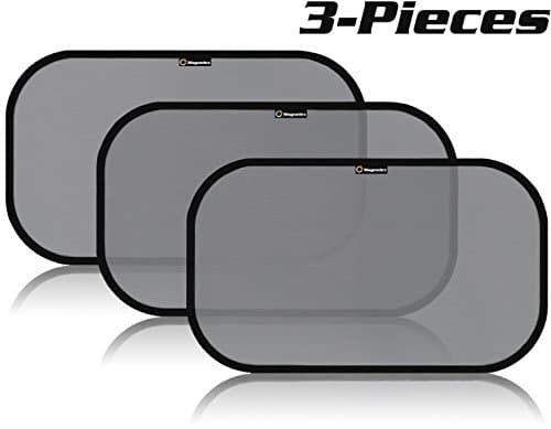 Car Sun Shade (3 pack) Stops 98% of Harmful UV Rays. Best Coverage and Protection for Your Children and Baby with 3 Shades for Side Windows. Sticks with Static Cling. Free Storage Pouch Included