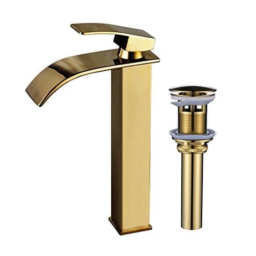 Rozin Gold Color Single Lever Bathroom Vessel Sink Faucet Countertop Mixer Tap with Pop up Drain