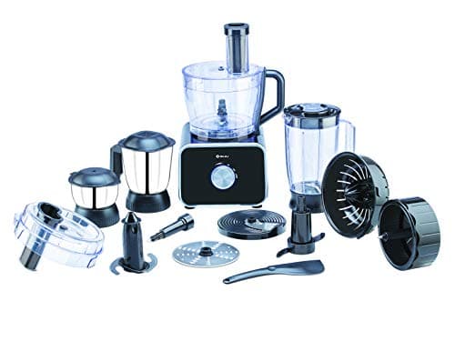 Bajaj FX-1000 DLX 1000W Food Processor and Mixer Grinder with 9 attachments, Black