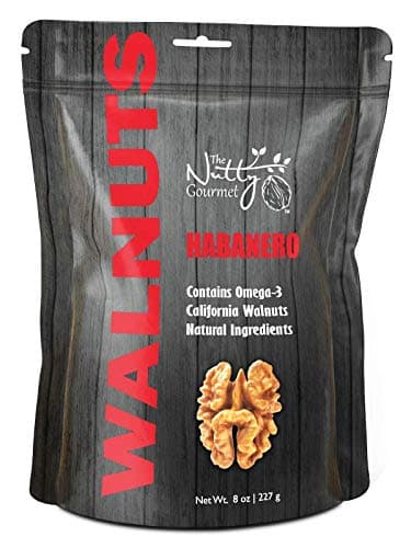 The Nutty Gourmet Habanero Flavored Walnuts - Snacks - Healthy Snacks - Walnuts Nuts - Heart Healthy - Farm Fresh Nuts Walnuts - Walnuts Flavored - 8 oz Pack