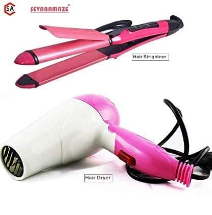 SEVANAMAZE - Online E-commerce Products Sales & Services Professional 2 in 1 Hair Straightener and Curler N2009 and Nova Foldable Hair Dryer Combo Pack