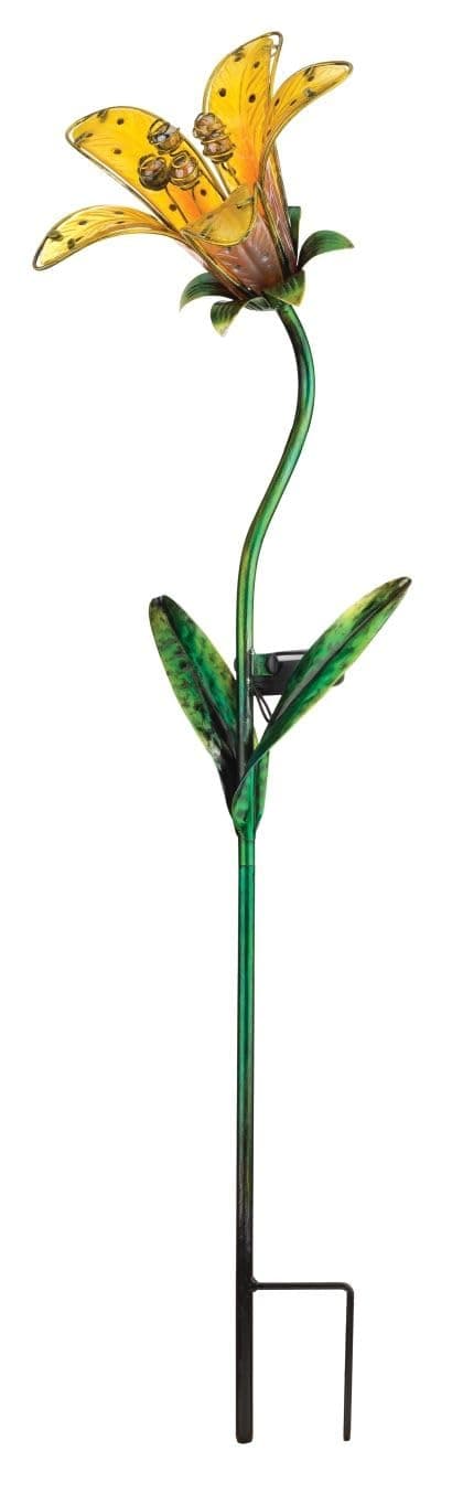 Regal Art & Gift 10839 Solar Tiger Lily, Yellow Garden Stake