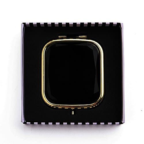 Liz Cloth Chic Black and Gold Jeweled Compact Mirror