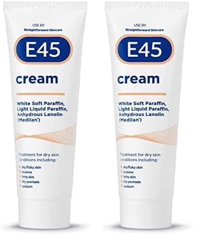 E45 Moisturiser for Dry Skin and Sensitive Skin Cream, 50g (Pack of 2)