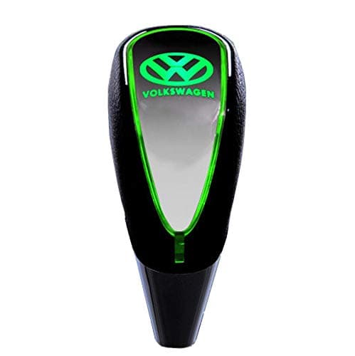 ZhengRong Black Leather Touch Motion Activated LED Light Auto Car Shift Knob Shifter Gear Car Logo Shift Knob with USB Charger for Volkswagen