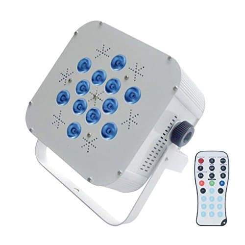 Flat Slim 10 watt QUAD LED RGBA Par can puck style DMX Remote Control Light 10W X 12 uplighting white housing