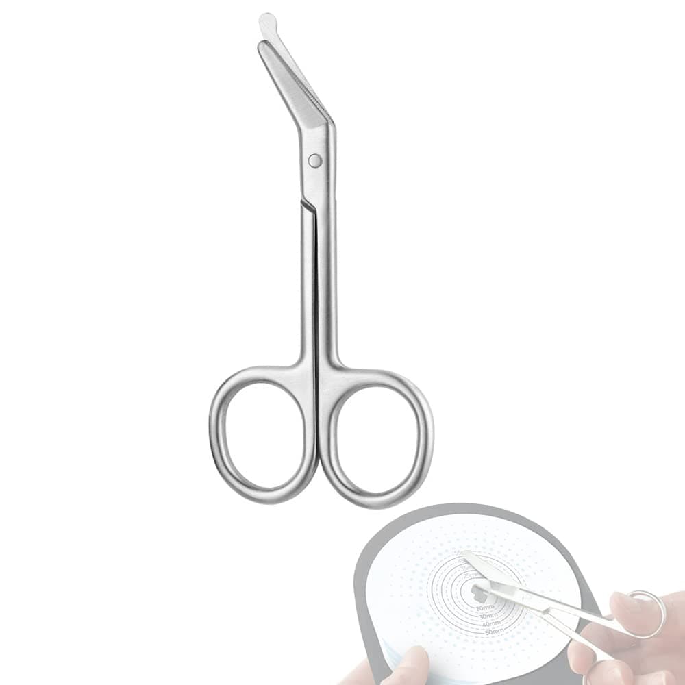 Ostomy Bag Scissor - Stoma Pouch Shear with Blunt Round Tip for Colostomy Ileostomy Care, Stainless Steel, 4.4" L, 1Pcs