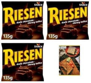 Riesen Chocolate Toffee Bag 135g x3 Packs and Kitchenfella Top 10 Movie Treats