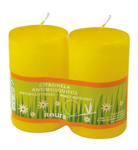 Roura 2 Pieces Citronella Pillar Candles, 100 x 50 mm, Wax, Yellow, One Size