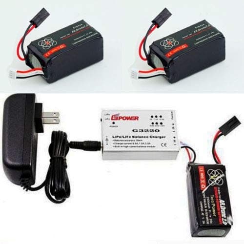 GIFI POWER 2 X 2500mAh 11.1 V Battery for Parrot AR Drone 2.0 + Quick Balance Charger