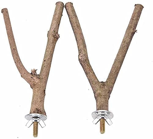 Panghuhu88 2pcs Bird Parrot Natural Wood Fork Stand Perch Toy-14CM Birdcage Stands Pet Bird Toys 5.5inch