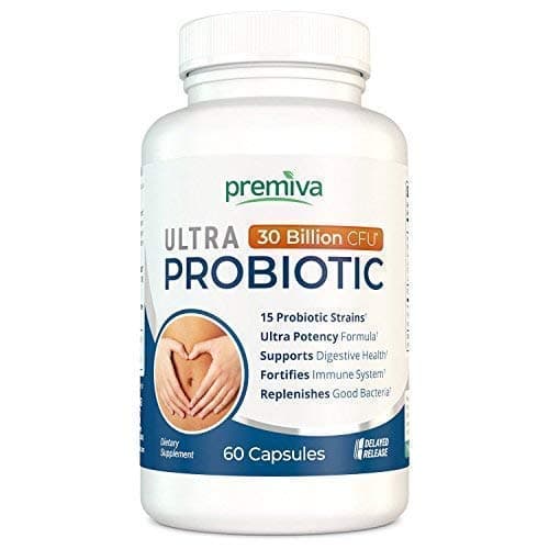 Ultra Probiotic - 30 Billion CFU - 15 Strains Good Bacteria - Delayed Release Probiotic - Daily Probiotic Supplement - Immune System Booster - Digestive Support - 60 Veggie Capsules - 100% Guarantee