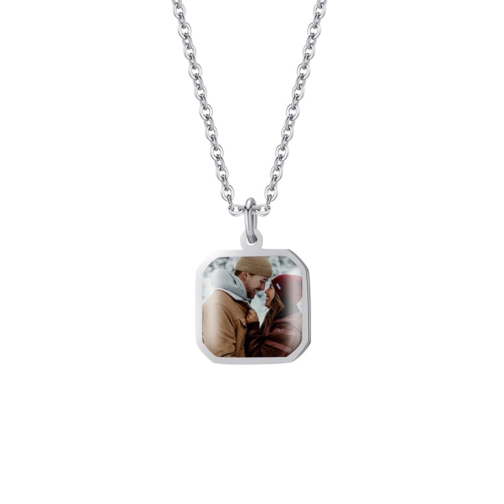 Personalized Heat Activated Magic Necklace, Custom Necklace with Hidden Picture Photo Pendant Gifts for Women and Men