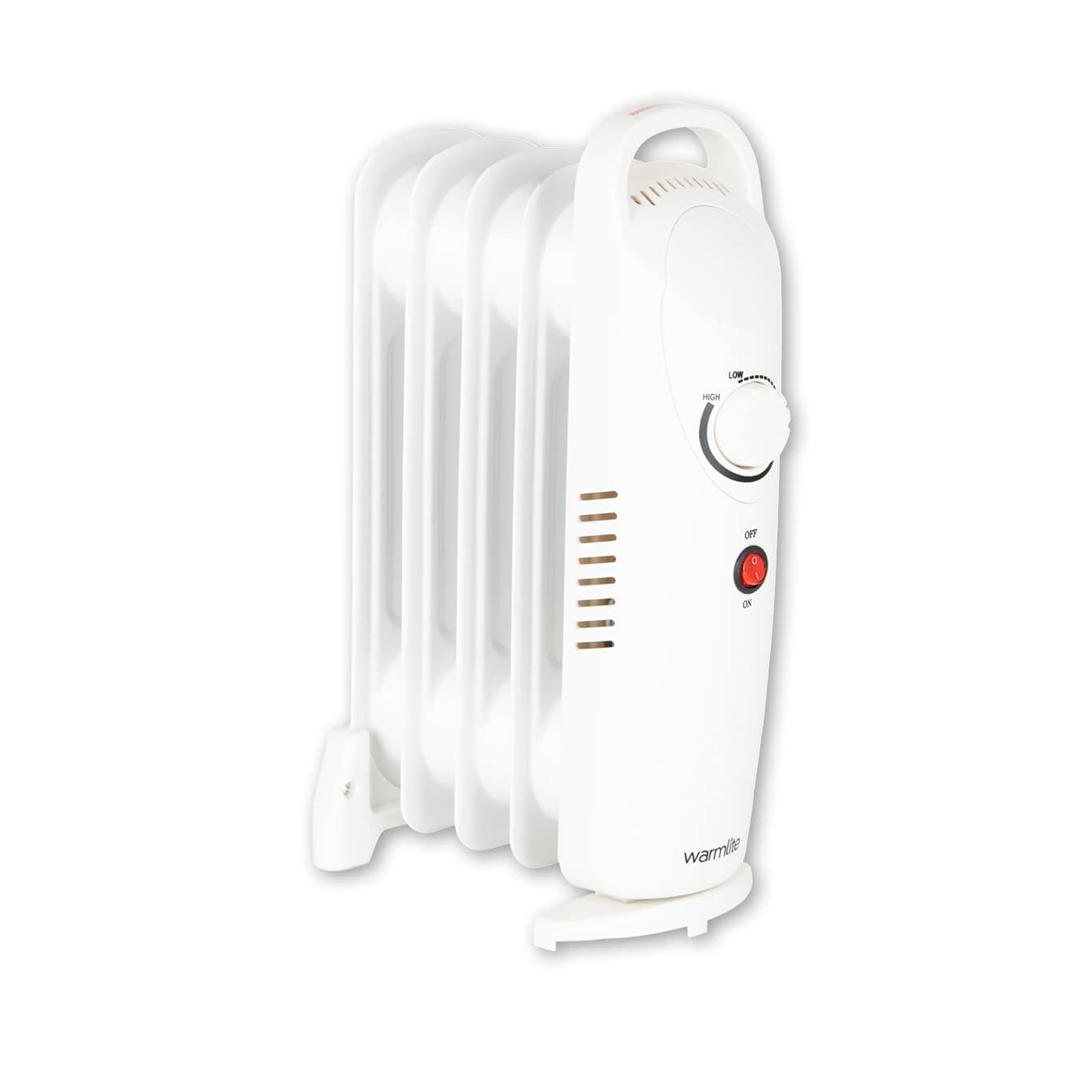 Warmlite 5 Fin Oil Filled Radiator with Adjustable Thermostat and Overheat Protection, 650W, White, WL43002YW