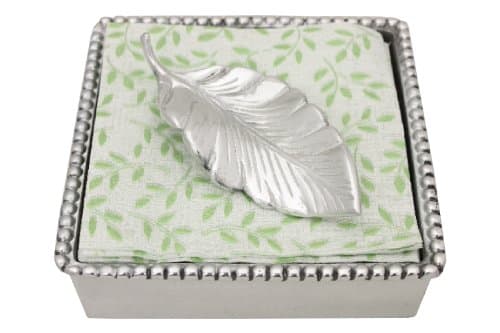 VIVAZ Pearls Napkin Box Set, Leaf, Recycled Aluminum