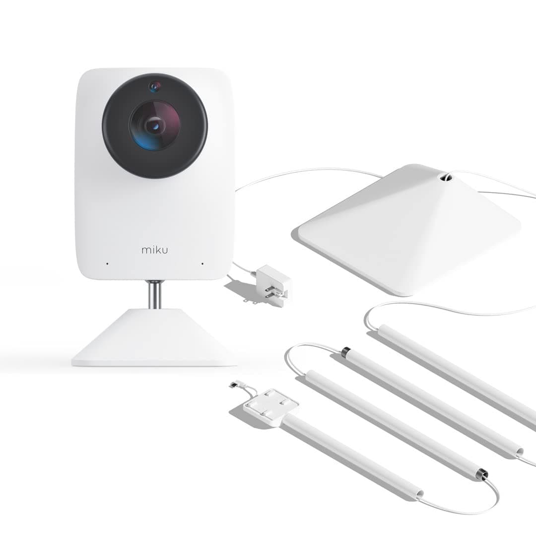 Miku Pro Smart Baby Monitor with Floor Stand - Contact-Free Breathing & Sleep Tracking - Real-Time - HD Video Baby Monitor with Camera & Audio, Night Vision, Humidity & Temperature - Two-Way Talk