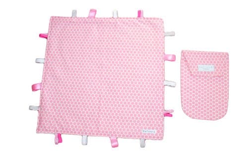 Kailee P Baby Gift Set (Tag Blanket & Diaper Pouch)-Pink Dots