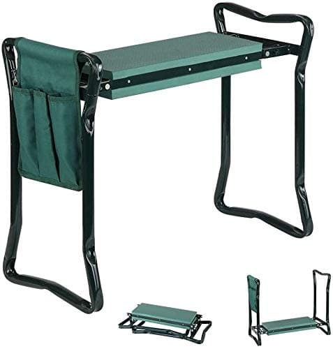 Garden Kneeler - Folding Seat & Kneeler with 2 Garden Tool Pouches + Free Bonus Gardening Gloves