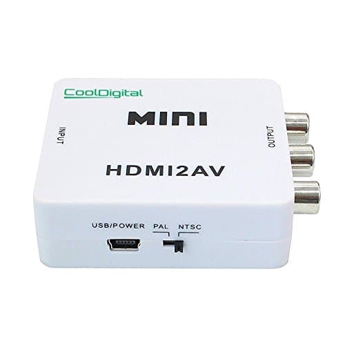 HDMI to RCA AV Converter CoolDigital HDMI to 3RCA AV CVBS Composite Audio Video Adapter 1080p Supporting PAL/NTSC with USB Charge Cable for PS4 PS3 Xbox Camera DVD