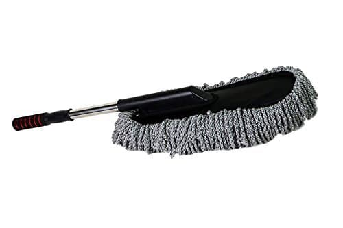 LOLLDEAL Car Microfiber Brush, Multipurpose Duster Brush Vehicle Interior and Exterior Cleaning Kit with Extendable Telescope Handle (Gray)