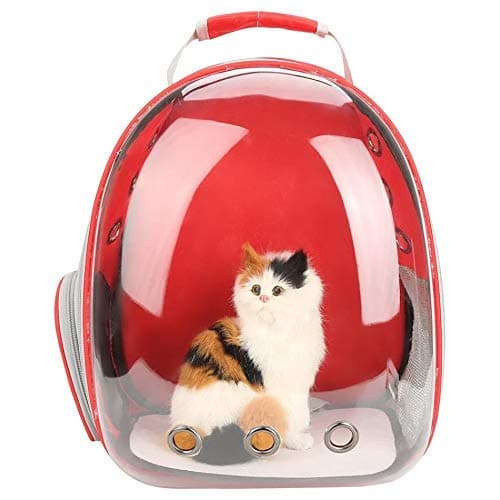 Astronaut Pet Cat Dog Puppy Carrier Travel Bag Space Capsule Backpack Breathable (Red)