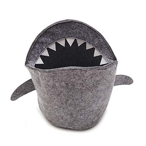 PT FASHIONS Kids Shark Laundry Dirty Clothes Basket Toys Storage Organizer Bin Hamper Tote Box Felt Cloth Eco-Friendly Collapsible Foldable Multi-Functional